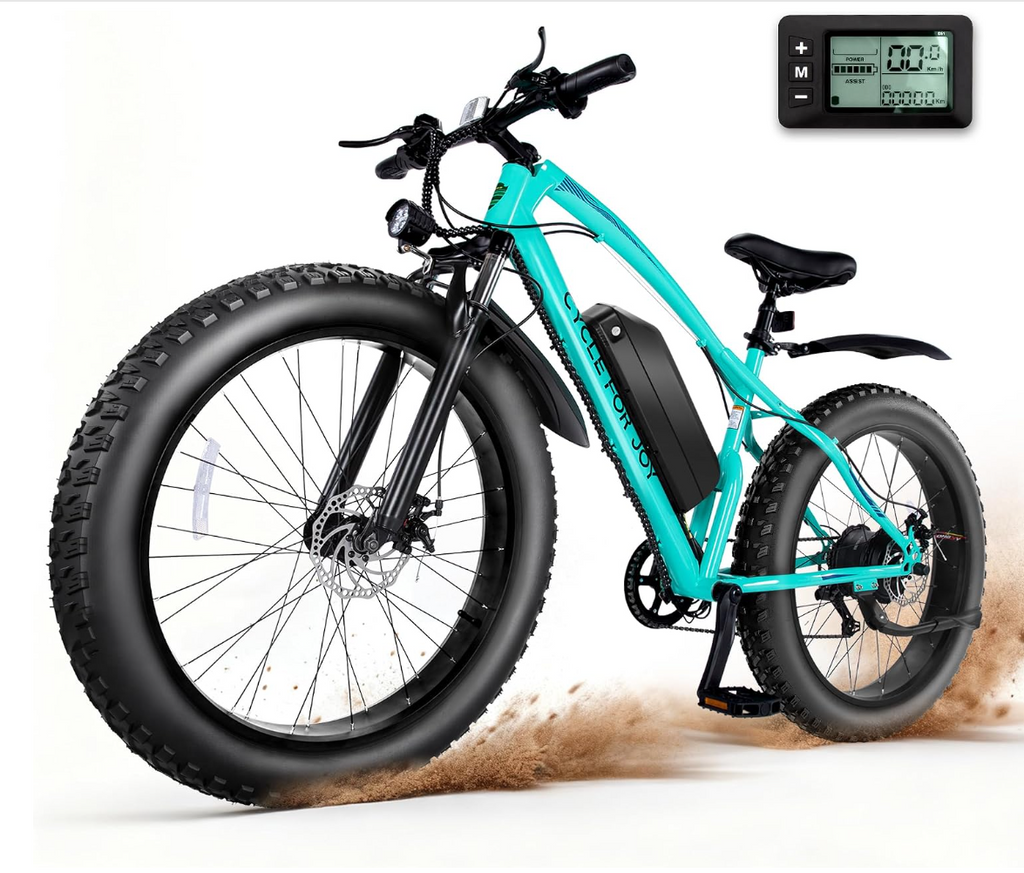 Electric Mountain Bike for Adults, 1500W Peak 72Miles + 28 MPH, 26"x4" All-Terrain Fat Tire E Bike with Removable Battery, 7 Speed Front Suspension, Dual Brake, LCD & Horn(TUV & UL2849)