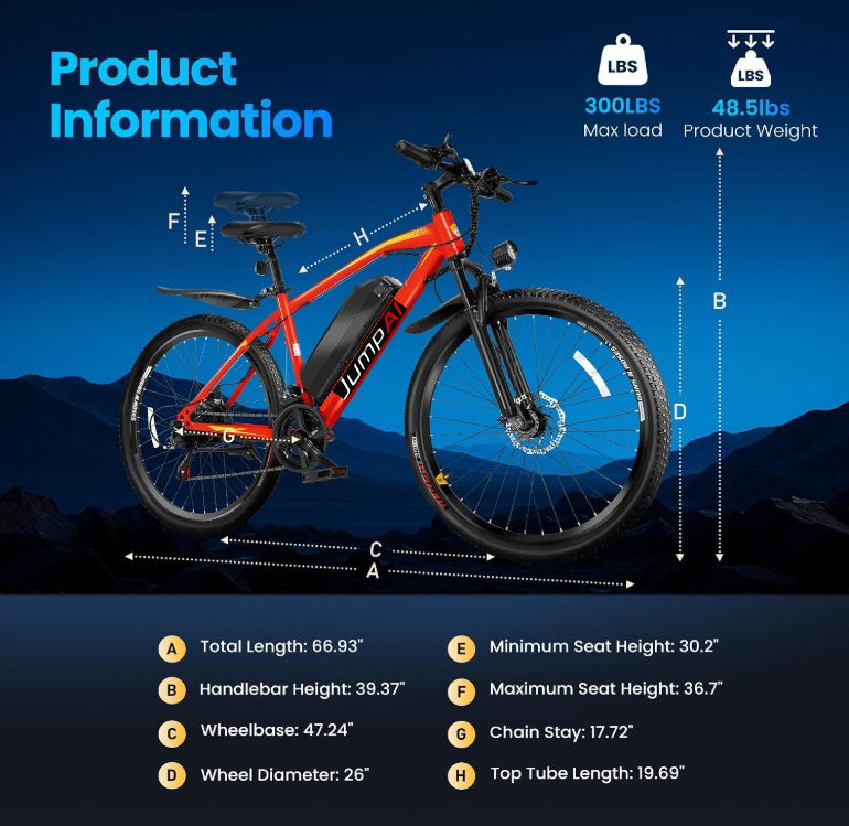 21-Speed Electric Bike for Adults, Peak 750W 26 in E-Bike, 70Miles 20 MPH, 500Wh Removable Battery, Dual Brake, Front Suspension, LCD Display & Horn, Commute Electric Bicycle(TUV & UL2849)