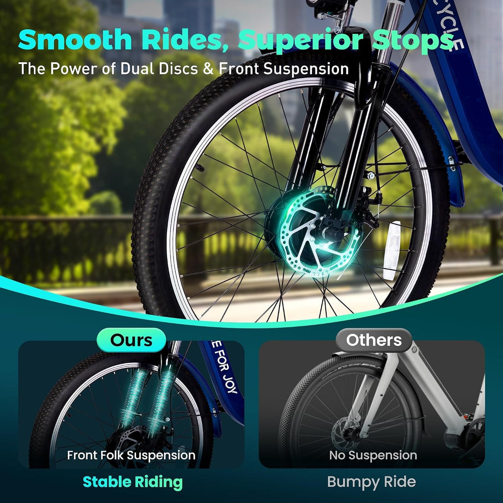 Electric Tricycle for Adults, 3 Wheel Electric Bike for Seniors | 7-Speed, 48V 624WH Removable Battery, 5 Riding Modes, Powerful Motor, Aluminum Frame, Adjustable Seat , Dual Disc, 24"JumpAI®